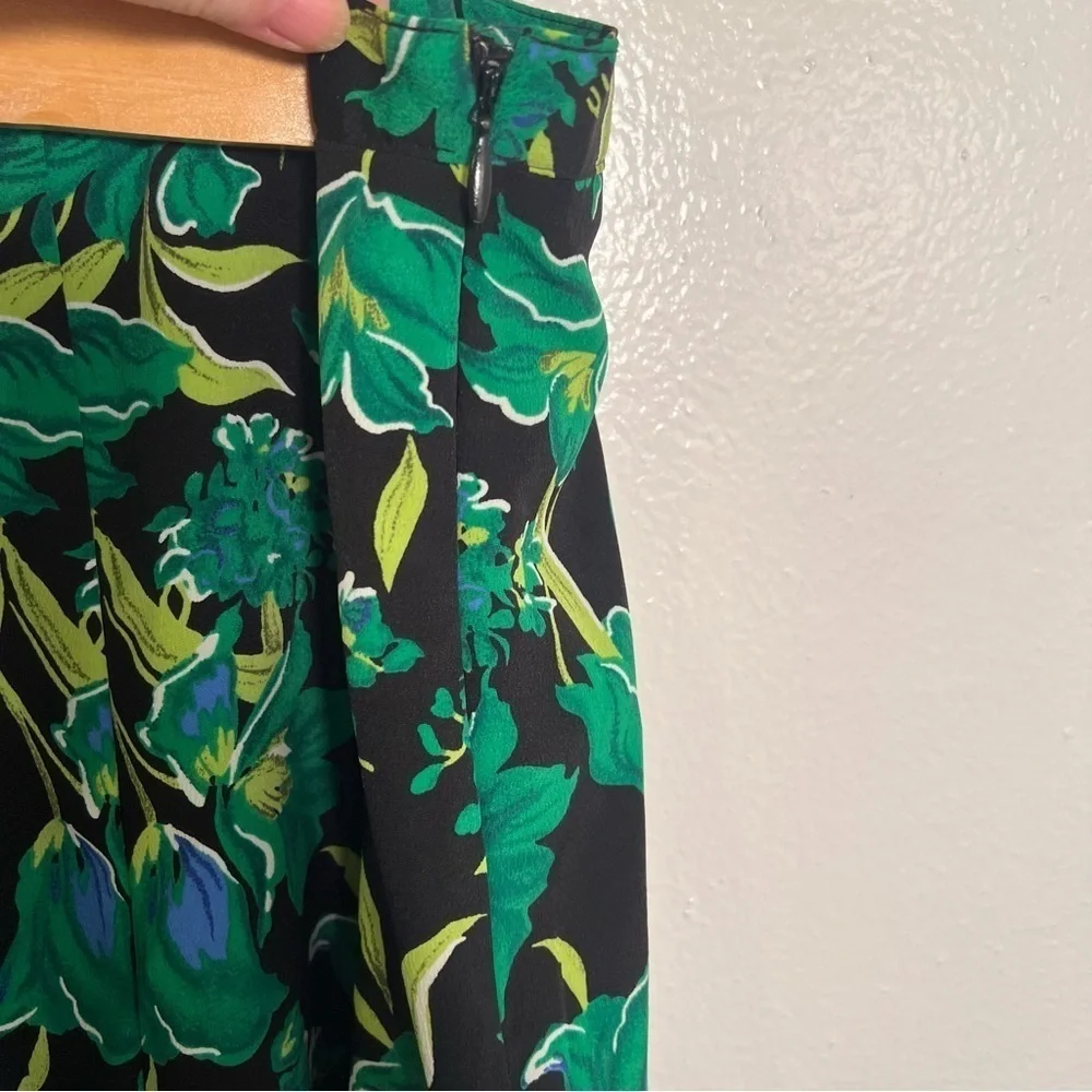 Vintage Sag Harbor Women's Size 16 Skirt Set Black Green Blue Tropical Floral